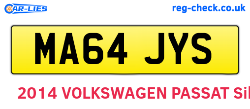 MA64JYS are the vehicle registration plates.
