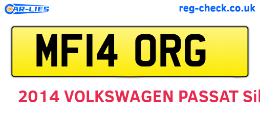 MF14ORG are the vehicle registration plates.