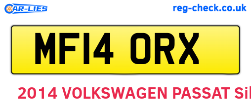 MF14ORX are the vehicle registration plates.