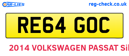 RE64GOC are the vehicle registration plates.