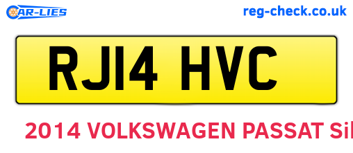 RJ14HVC are the vehicle registration plates.