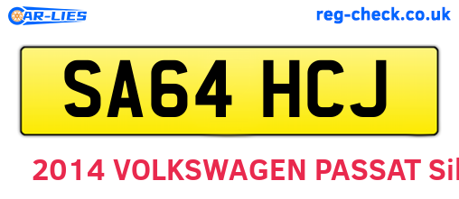 SA64HCJ are the vehicle registration plates.