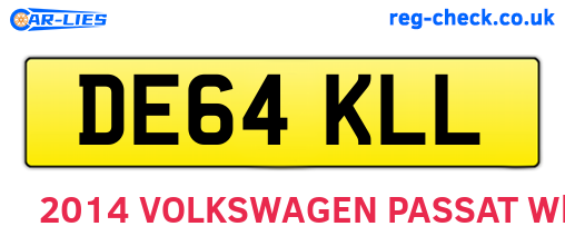 DE64KLL are the vehicle registration plates.