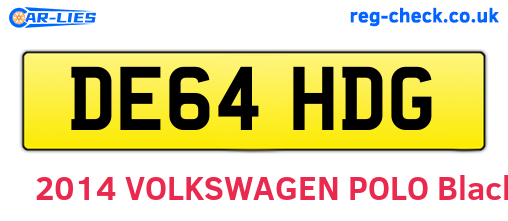 DE64HDG are the vehicle registration plates.