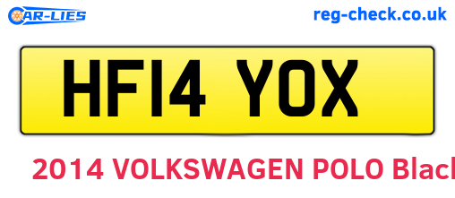 HF14YOX are the vehicle registration plates.
