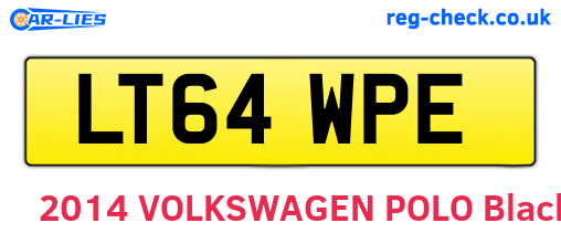 LT64WPE are the vehicle registration plates.