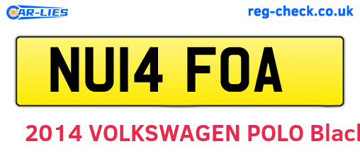 NU14FOA are the vehicle registration plates.