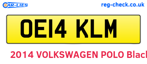 OE14KLM are the vehicle registration plates.