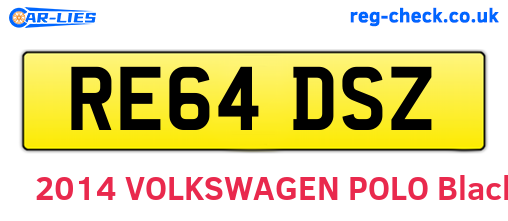 RE64DSZ are the vehicle registration plates.