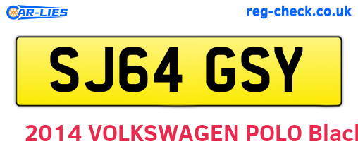 SJ64GSY are the vehicle registration plates.