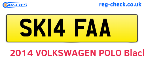SK14FAA are the vehicle registration plates.