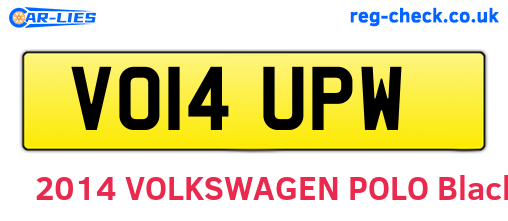 VO14UPW are the vehicle registration plates.