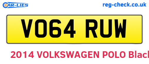 VO64RUW are the vehicle registration plates.