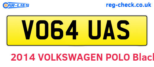 VO64UAS are the vehicle registration plates.