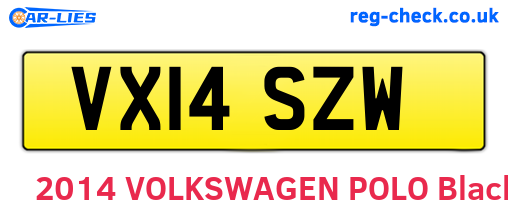 VX14SZW are the vehicle registration plates.