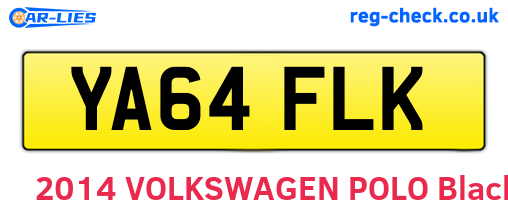 YA64FLK are the vehicle registration plates.