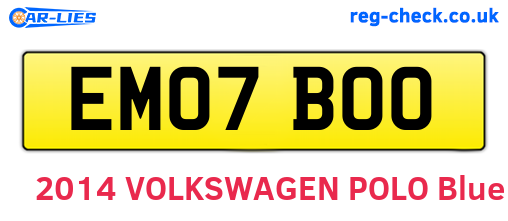 EM07BOO are the vehicle registration plates.