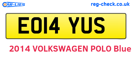 EO14YUS are the vehicle registration plates.