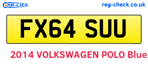 FX64SUU are the vehicle registration plates.