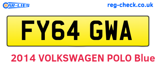 FY64GWA are the vehicle registration plates.