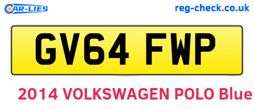 GV64FWP are the vehicle registration plates.