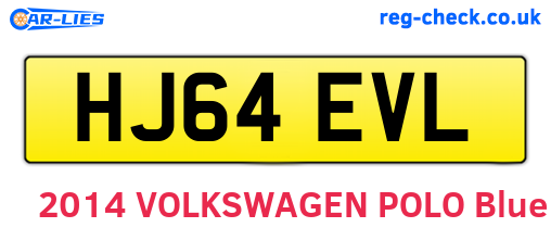 HJ64EVL are the vehicle registration plates.