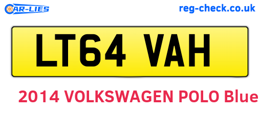 LT64VAH are the vehicle registration plates.