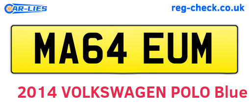 MA64EUM are the vehicle registration plates.