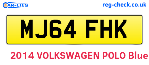 MJ64FHK are the vehicle registration plates.