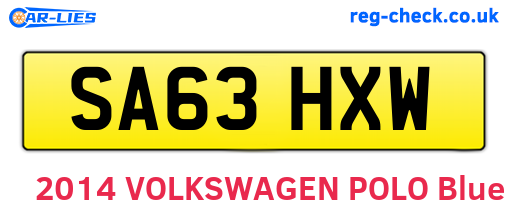 SA63HXW are the vehicle registration plates.