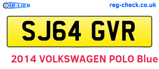 SJ64GVR are the vehicle registration plates.