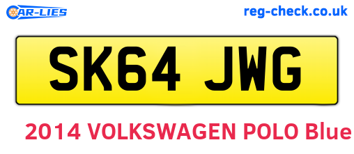 SK64JWG are the vehicle registration plates.