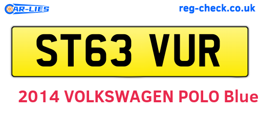 ST63VUR are the vehicle registration plates.