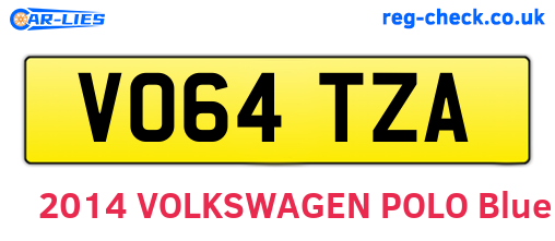 VO64TZA are the vehicle registration plates.