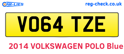 VO64TZE are the vehicle registration plates.