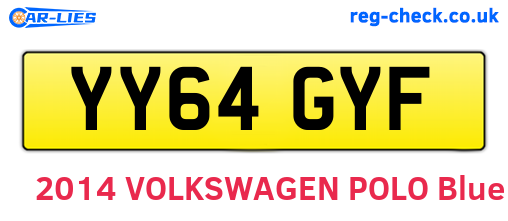 YY64GYF are the vehicle registration plates.