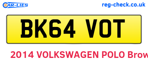 BK64VOT are the vehicle registration plates.