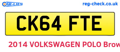 CK64FTE are the vehicle registration plates.