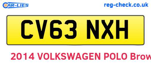 CV63NXH are the vehicle registration plates.