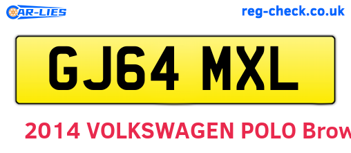 GJ64MXL are the vehicle registration plates.