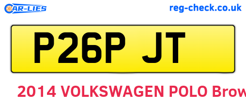 P26PJT are the vehicle registration plates.