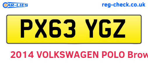 PX63YGZ are the vehicle registration plates.
