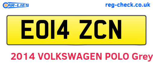 EO14ZCN are the vehicle registration plates.