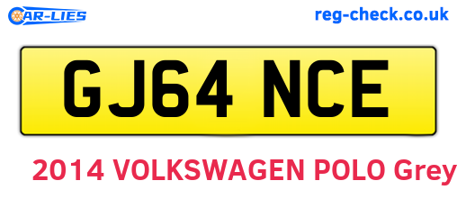 GJ64NCE are the vehicle registration plates.