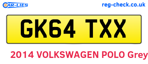 GK64TXX are the vehicle registration plates.