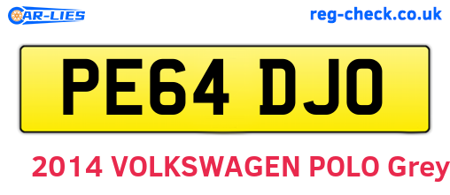 PE64DJO are the vehicle registration plates.