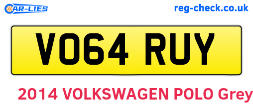 VO64RUY are the vehicle registration plates.