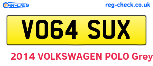 VO64SUX are the vehicle registration plates.