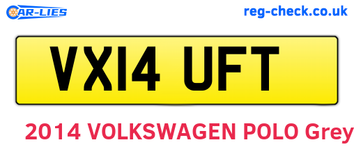 VX14UFT are the vehicle registration plates.