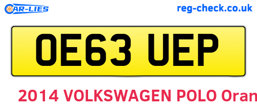 OE63UEP are the vehicle registration plates.